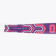 Royal purple hockey stick shaft with red arrow-like pattern and partial lettering.