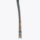 Field hockey stick shaft with white grip and dark gray with orange patterning