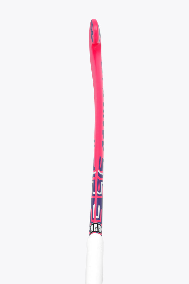 Hot pink Osaka field hockey stick shaft with dark graphic print
