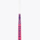 Hot pink Osaka field hockey stick handle with dark star logo on shaft