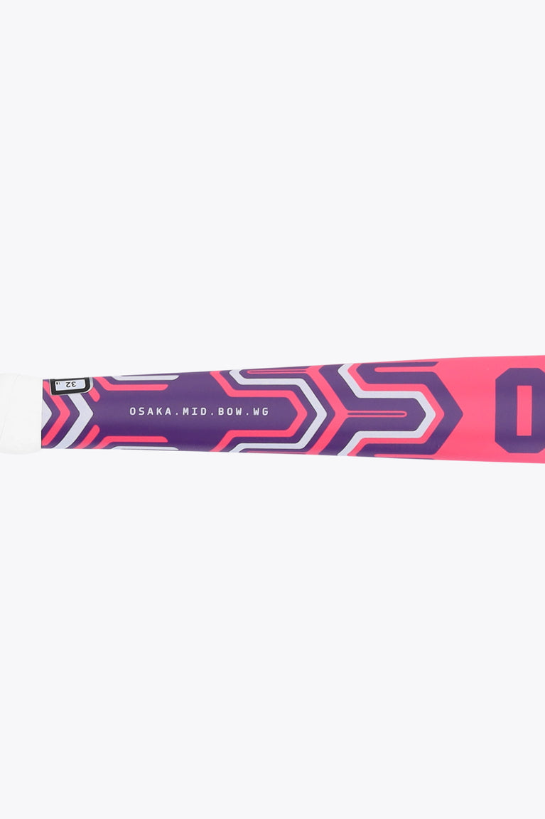 Hot pink Osaka field hockey stick side with MID BOW WG marking and pattern