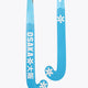 Blue topaz mid-bow field hockey stick with OSaka branding and white grip area