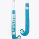 Teal blue hockey stick head with OSaka branding and white snowflake markings on blade