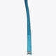 Blue field hockey stick shaft with white grip band and printed logos
