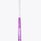 Purple field hockey stick head with Rose Bud text on the curved throat