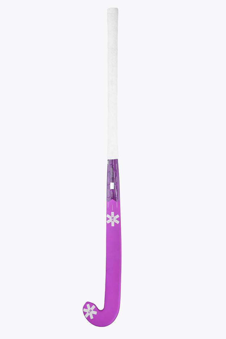 Rose Bud field hockey stick, purple head and shaft with Osaka-style icons