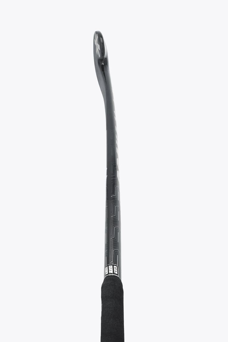 Straight dark field hockey stick shaft with textured grip near the handle end