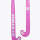 Pink low-bow field hockey stick with Osaka branding, curved hook end