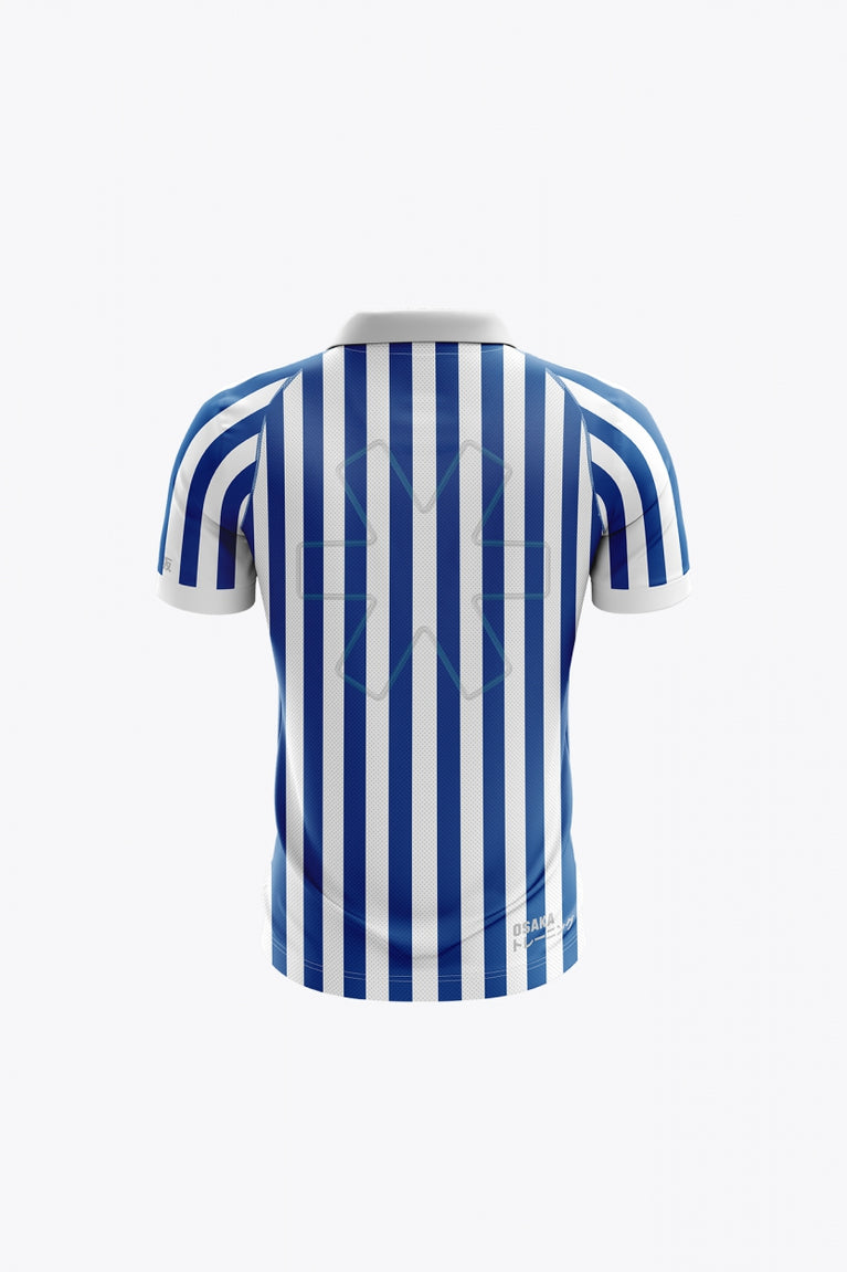 Egara Kids Polo Jersey in White-Blue. Back view