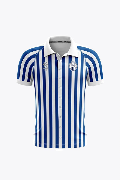 Egara Men Polo Jersey | White-Blue Egara Men Polo Jersey in White-Blue. Front view