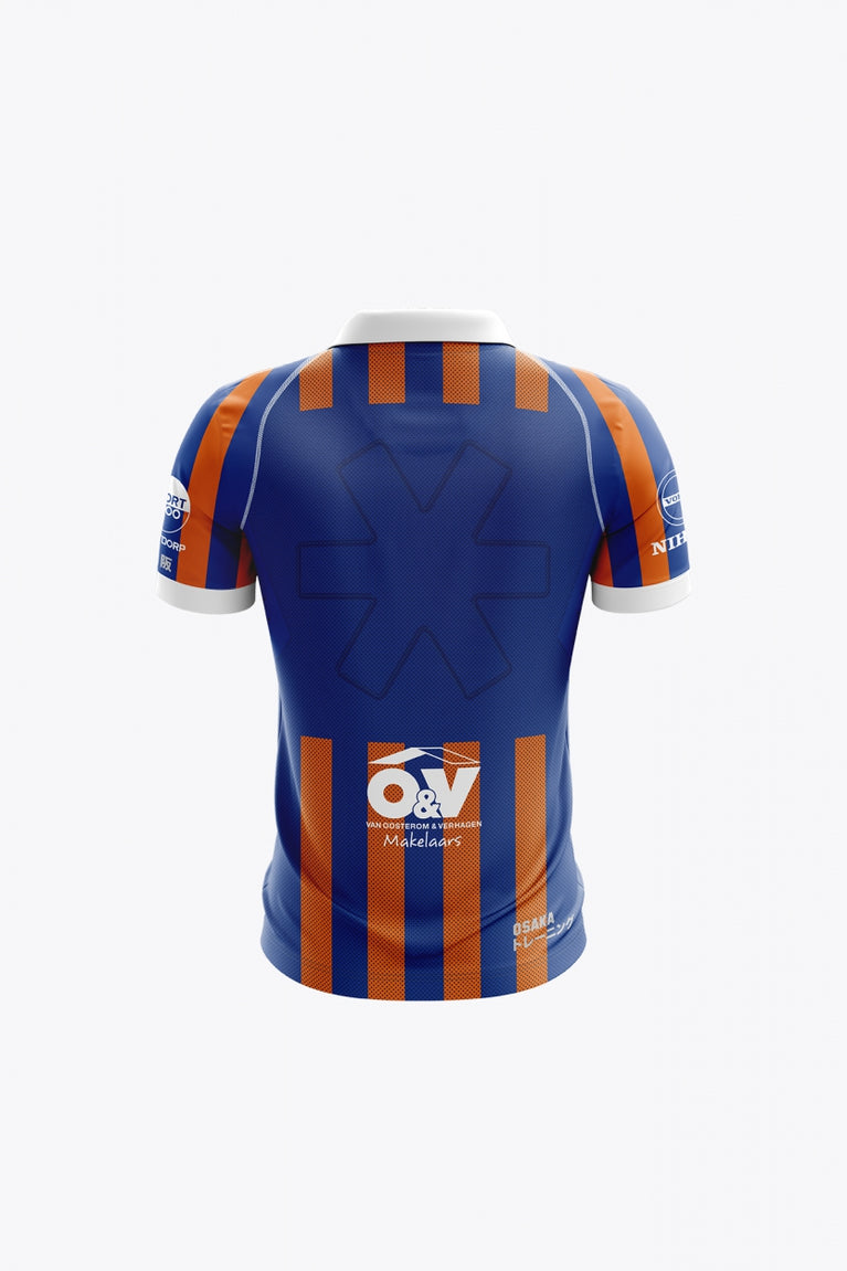 HC Ypenburg Kids Polo Jersey in Blue-Orange. Back view