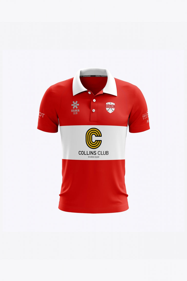 HC Knokke Kids Polo Jersey Home in Red. Front view