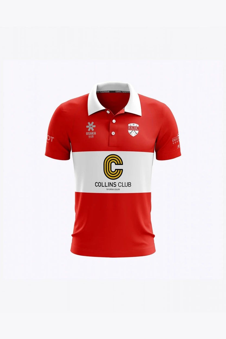 HC Knokke Kids Polo Jersey Home in Red. Front view