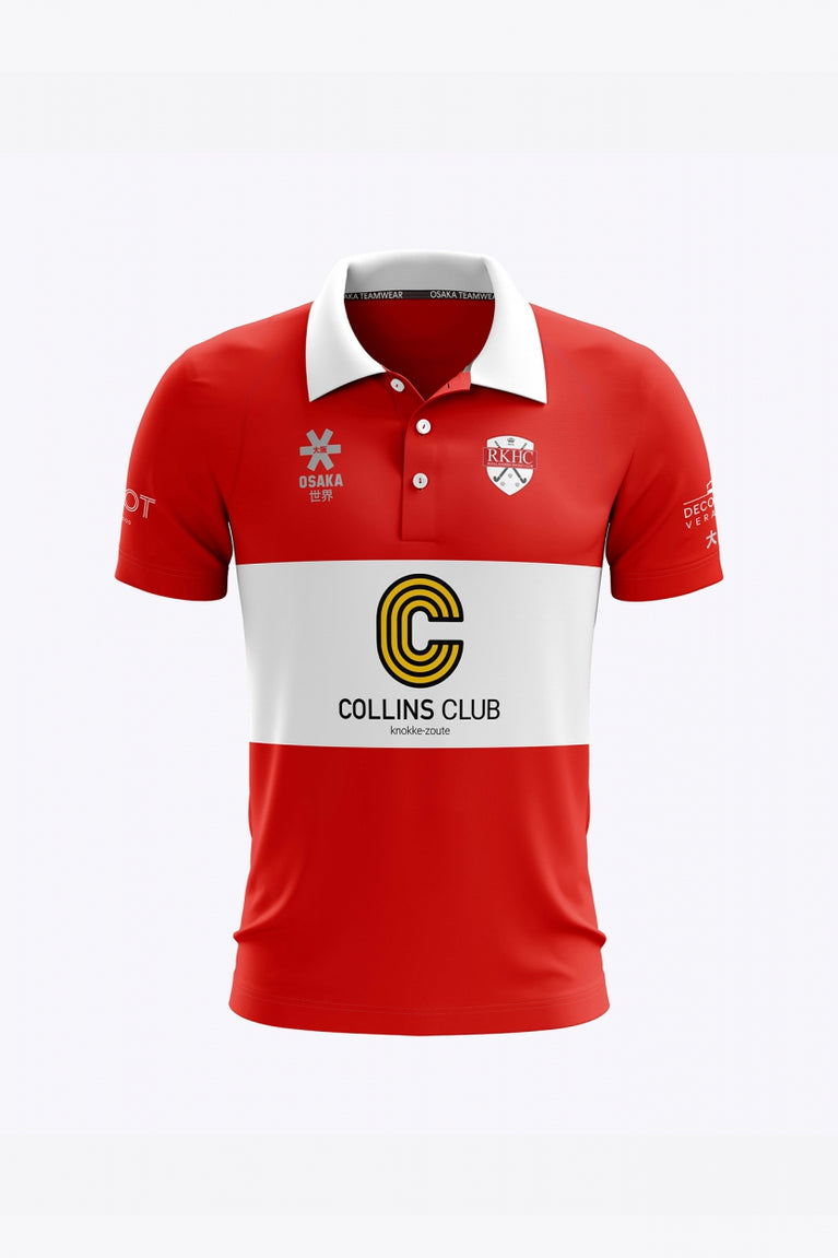 HC Knokke Men Polo Jersey Home in Red. Front view