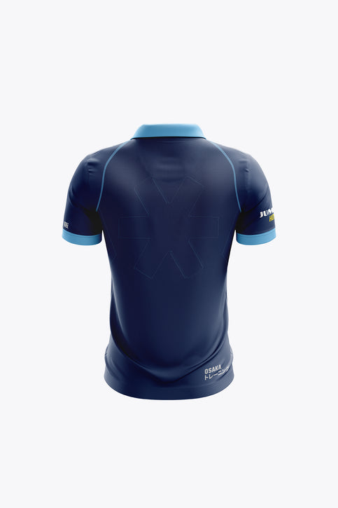 HV Bleiswijk Kids Polo Jersey - Navy Kids navy polo shirt with light blue collar, button placket, front logos