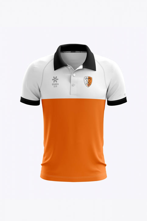 Iluro Women Polo Jersey | White-orange Iluro Women Polo Jersey in White-orange. Front view