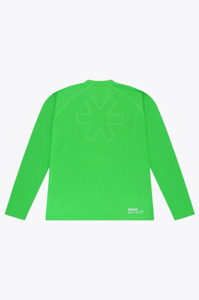 Osaka Keeper Tee Long Sleeve in Fluo Green. Back view
