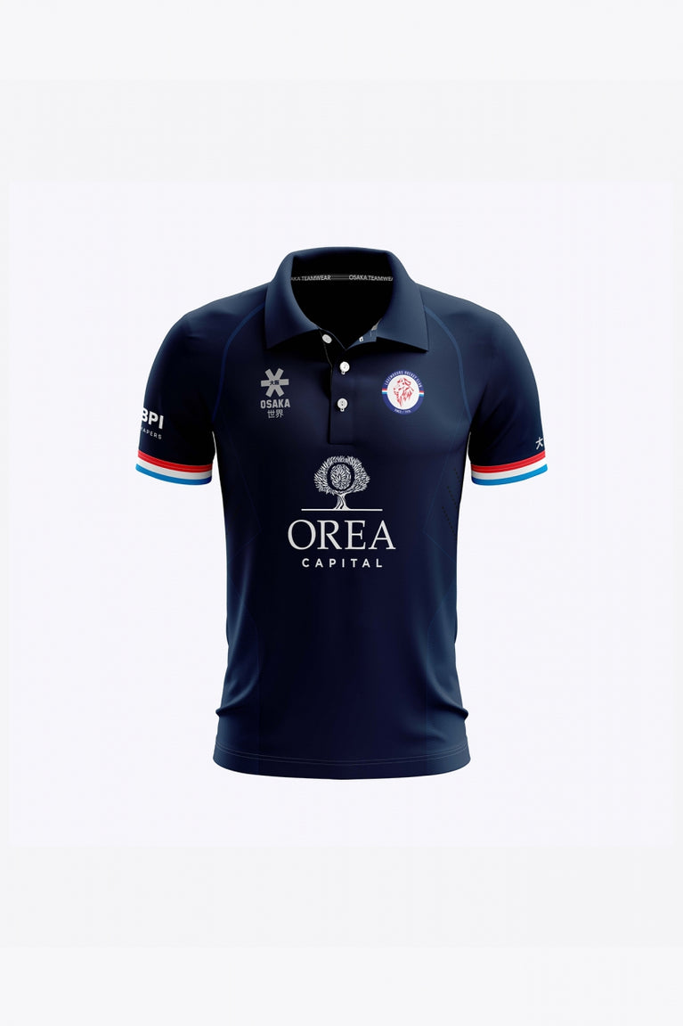 Luxembourg Kids Polo Jersey Away in Navy. Front view