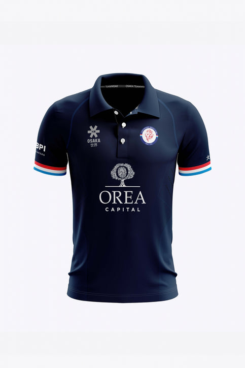 Luxembourg Men Polo Jersey Away - Retro Edition | Navy Luxembourg Men Polo Jersey Away in Navy. Front view