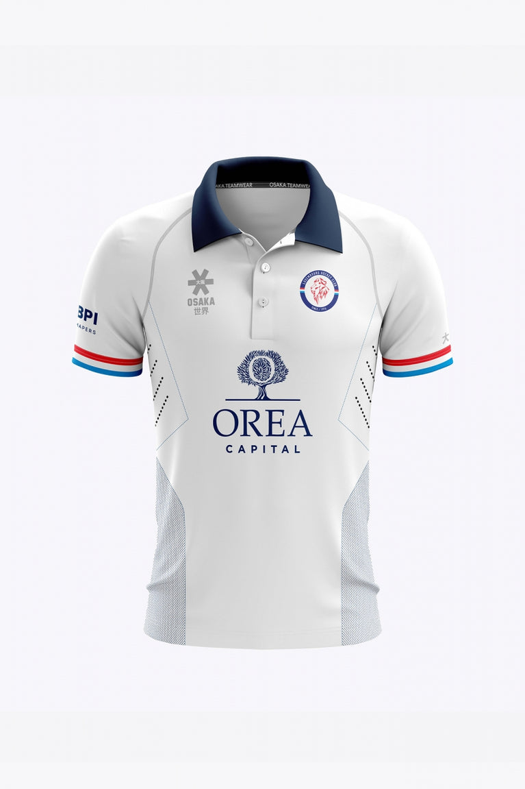 Luxembourg Women Polo Jersey Home in White. Front view