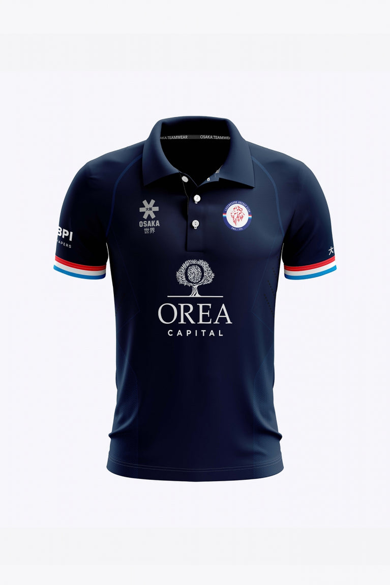 Luxembourg Women Polo Jersey Away in Navy. Front view