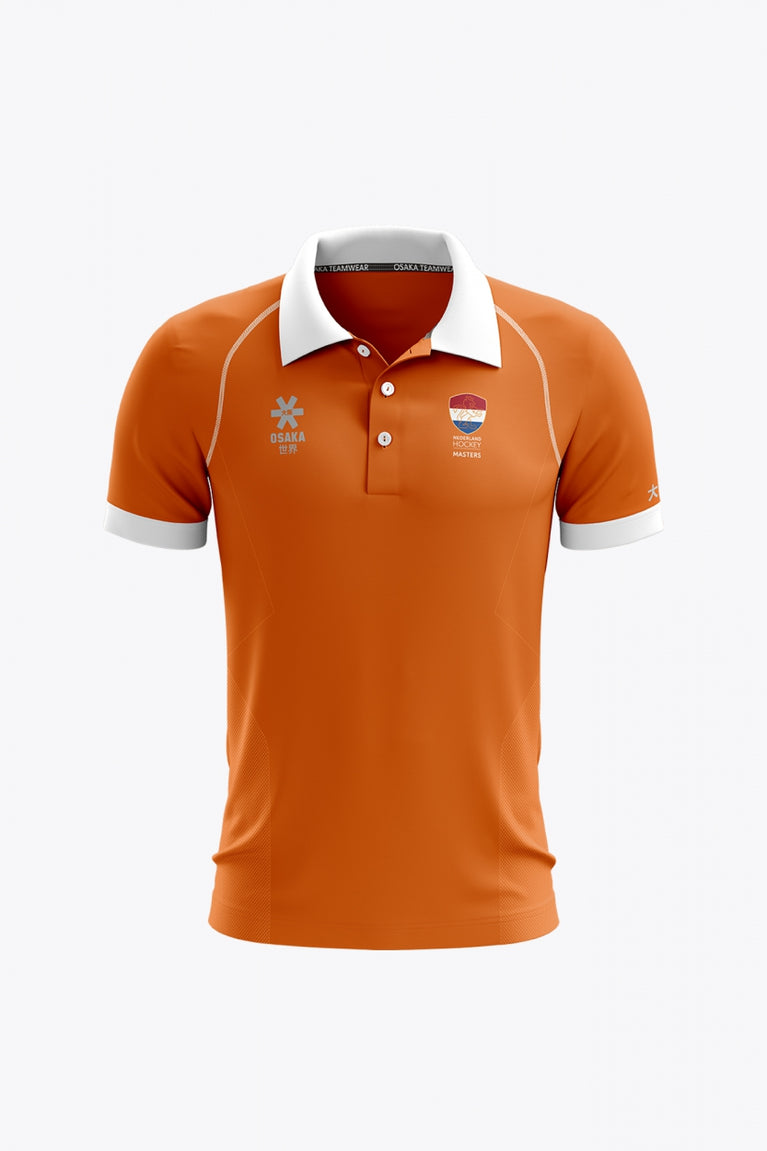 National Hockey Masters Men Polo Jersey in Orange. Front view