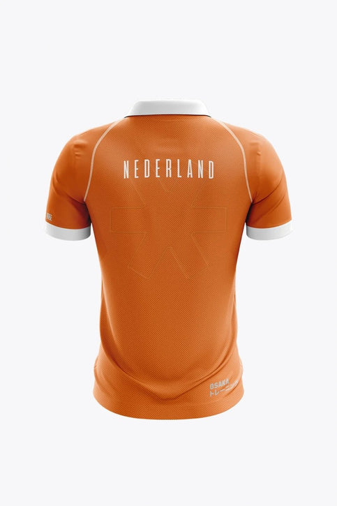 NHM Men Polo Jersey | Orange National Hockey Masters Men Polo Jersey in Orange. Front view
