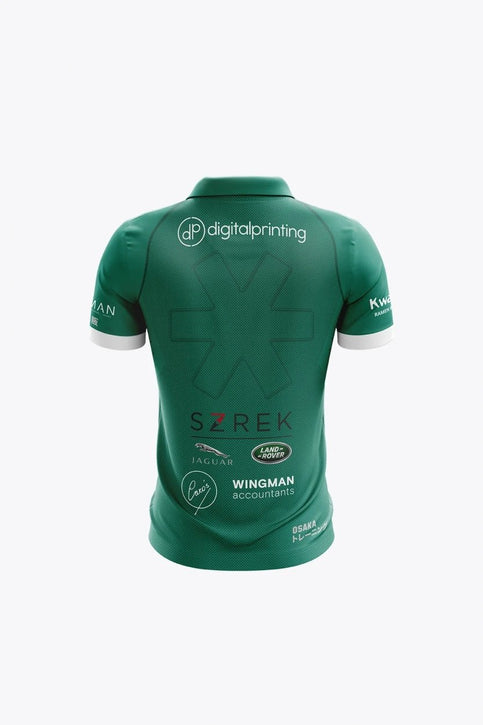 Temse Kids Polo Jersey - Retro Edition | Green-White Kids green polo shirt with white striped front and contrast button placket