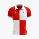 Linkebeek Kids Polo Jersey in White-Red. Front view