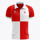 Linkebeek Men Polo Jersey in White-Red. Front view