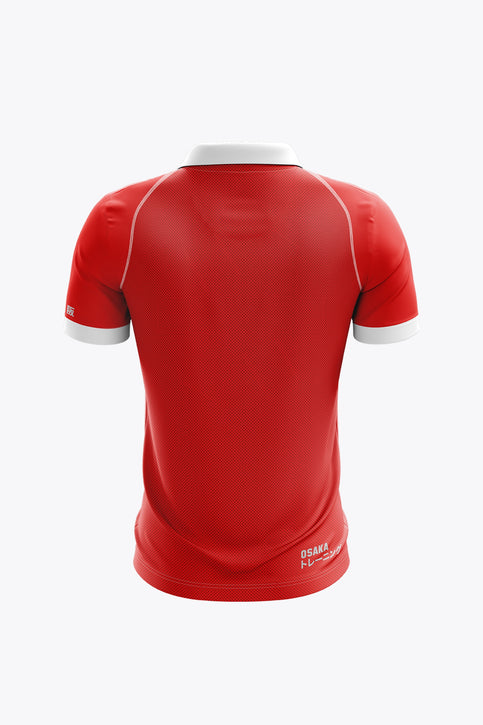 Linkebeek Men Polo Jersey | White-Red Linkebeek Men Polo Jersey in White-Red. Front view