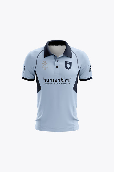 Udenhout Kids Polo Jersey - Sky Blue Kids sky blue polo jersey with black collar and trim, front button placket