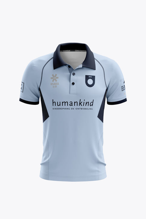 Udenhout Men Polo Jersey - Sky Blue Men's sky blue polo jersey with dark collar, button placket, front sponsor logos