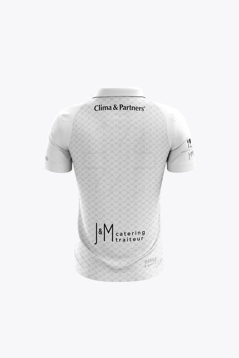 Braxgata Kids Polo Jersey - White White kids polo jersey with button placket, short sleeves, front printed crest and sponsor