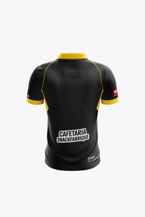 MHC Vianen Kids Polo Jersey - Black Kids' black polo jersey with yellow collar, sleeve trim, and front crest