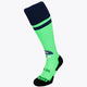 Hoegaarden Field Hockey Socks in navy and green with Osaka logo in green. Front view