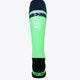 Hoegaarden Field Hockey Socks in navy and green with Osaka logo in green. Back view