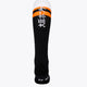 MHCO Field Hockey Socks in black and orange with Osaka logo in green. Back view