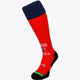 Stade Français Field Hockey Socks in red with Osaka logo in green. Front view