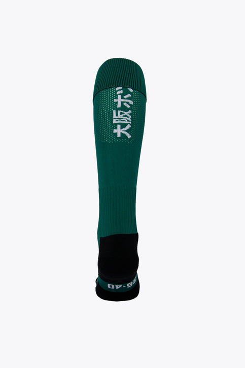 Dender Field Hockey Socks - Dark Green Dender Field Hockey Socks in dark green with Osaka logo in green. Front view