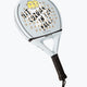 Osaka X Kaart Blache padel racket in blue with text. Front view