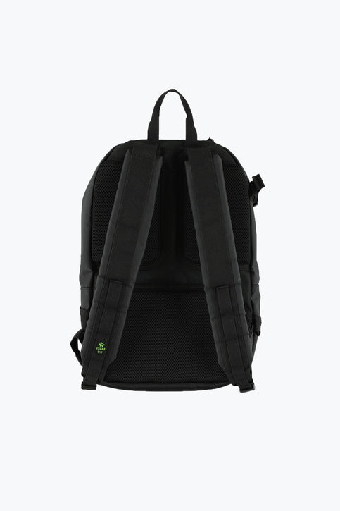 Osaka x Kaart Blanche Medium Backpack - Black Osaka x Kaart Blanche backpack medium in black with white text on it. Front view