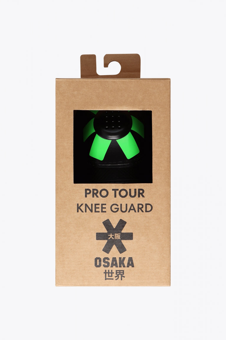 Osaka knee protection iconic black with green logo in packaging