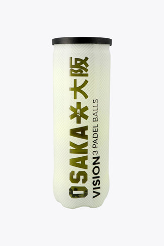 Die Padel-Essentials Osaka pro tour 3 padel balls in white tube. Front view