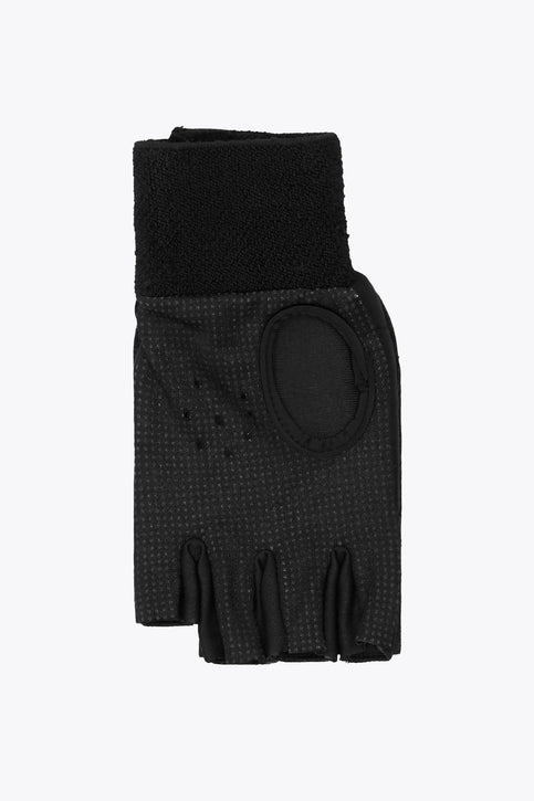 Left hockey glove, black with Blue Topaz foam pads and thumb guards