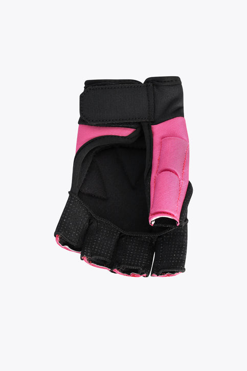 Hockey glove armadillo in pink with wild lime and black palm, OSAKA logo