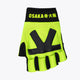 Neon green and black hockey armadillo glove with black wrist strap