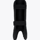 Kids black shin guard with padded shell and wide fastening strap