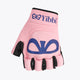 Pastel pink hockey glove with black palm and open fingers, padded wrist cuff