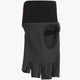 Black hockey glove with fingerless padding and hook-and-loop wrist strap
